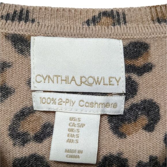CYNTHIA ROWLEY Animal Print Cashmere Pullover Sweater S - Picture 3 of 6